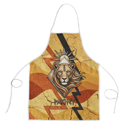 Pakhet Lion Head Apron with Claw Marks in Fiery Ancient Egyptian Motif