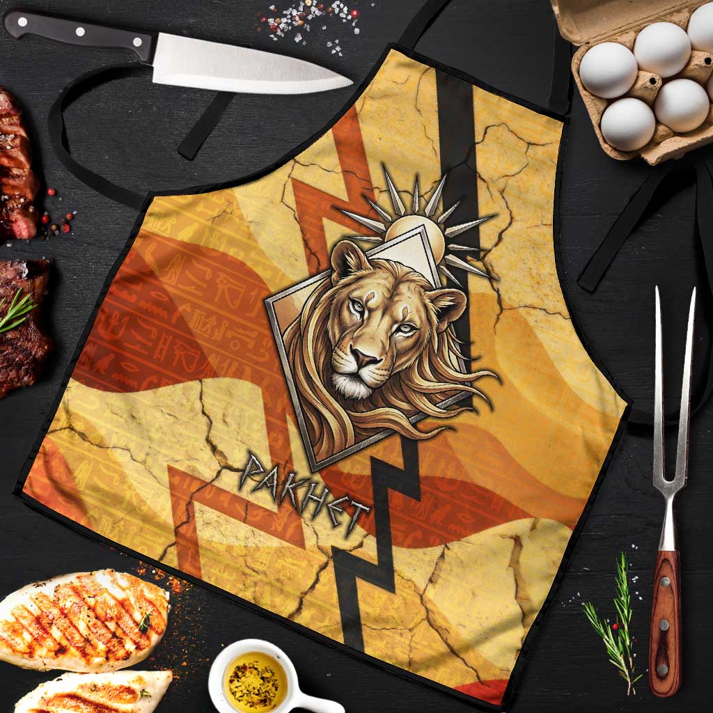 Pakhet Lion Head Apron with Claw Marks in Fiery Ancient Egyptian Motif