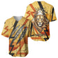 Pakhet Lion Head Baseball Jersey with Claw Marks in Fiery Ancient Egyptian Motif