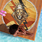 Pakhet Lion Head Beach Blanket with Claw Marks in Fiery Ancient Egyptian Motif