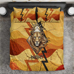 Pakhet Lion Head Bedding Set with Claw Marks in Fiery Ancient Egyptian Motif