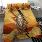 Pakhet Lion Head Bedding Set with Claw Marks in Fiery Ancient Egyptian Motif