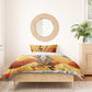 Pakhet Lion Head Bedding Set with Claw Marks in Fiery Ancient Egyptian Motif
