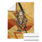 Pakhet Lion Head Blanket with Claw Marks in Fiery Ancient Egyptian Motif
