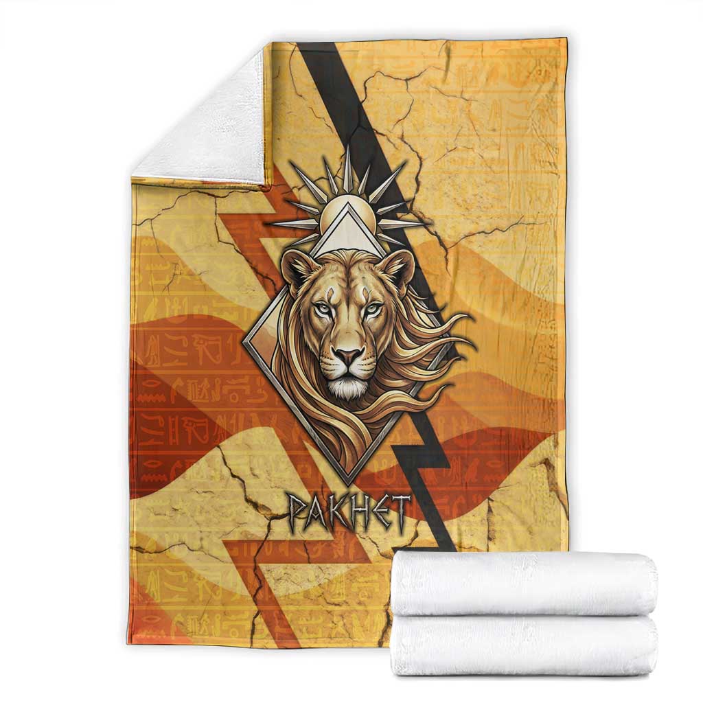 Pakhet Lion Head Blanket with Claw Marks in Fiery Ancient Egyptian Motif