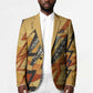 Pakhet Lion Head Blazer with Claw Marks in Fiery Ancient Egyptian Motif