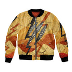Pakhet Lion Head Bomber Jacket with Claw Marks in Fiery Ancient Egyptian Motif
