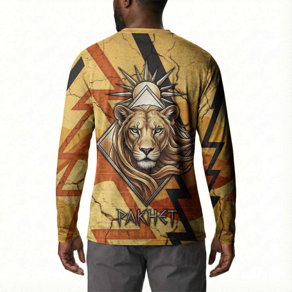 Pakhet Lion Head Button Sweatshirt with Claw Marks in Fiery Ancient Egyptian Motif