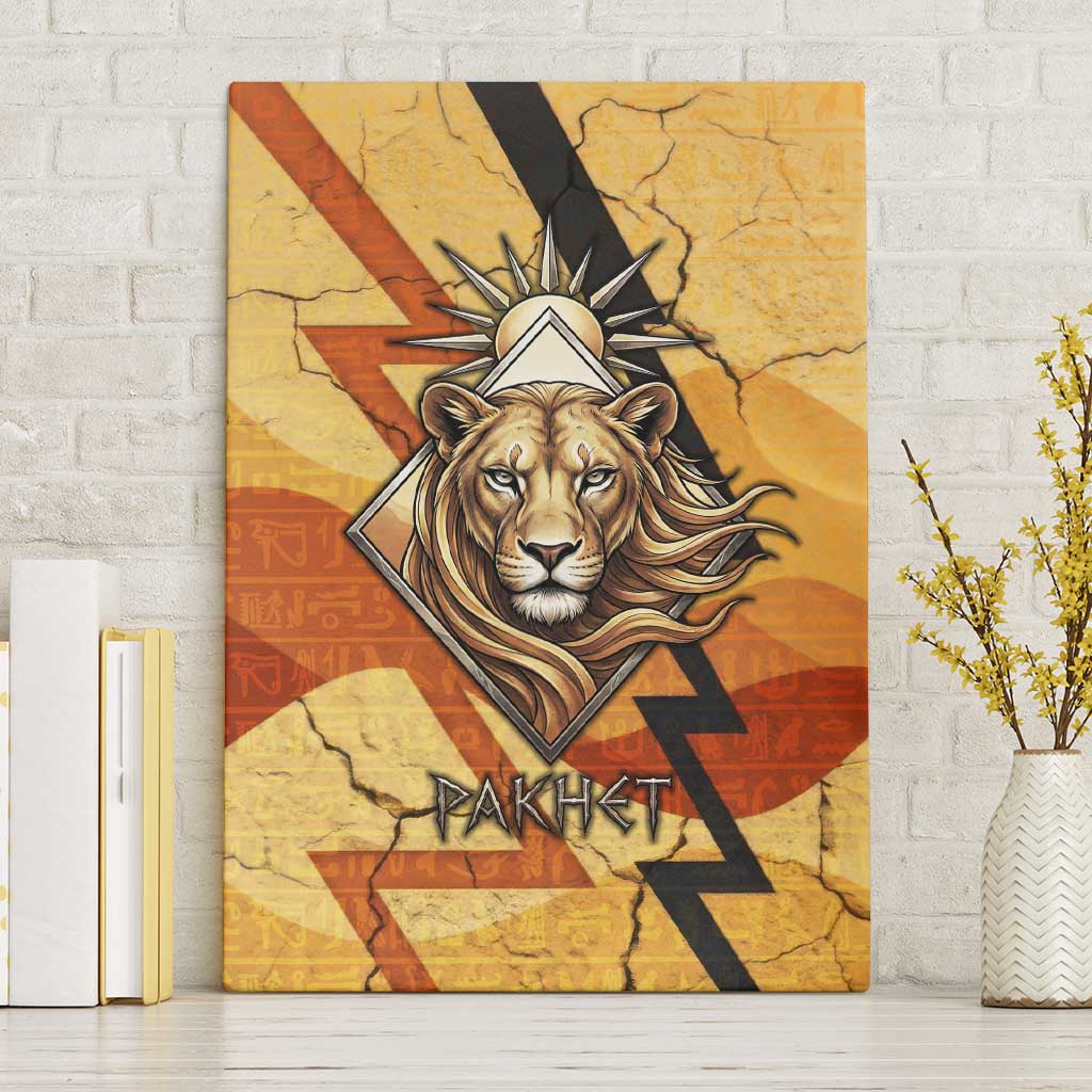 Pakhet Lion Head Canvas Wall Art with Claw Marks in Fiery Ancient Egyptian Motif