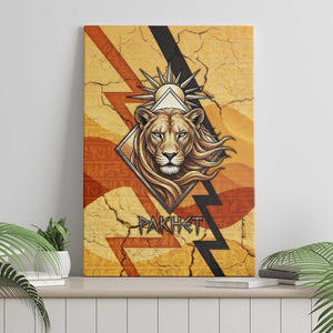 Pakhet Lion Head Canvas Wall Art with Claw Marks in Fiery Ancient Egyptian Motif