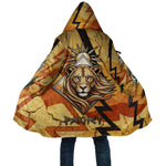 Pakhet Lion Head Cloak with Claw Marks in Fiery Ancient Egyptian Motif