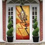 Pakhet Lion Head Door Cover with Claw Marks in Fiery Ancient Egyptian Motif