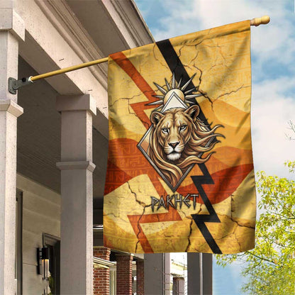 Pakhet Lion Head Garden Flag with Claw Marks in Fiery Ancient Egyptian Motif