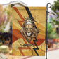 Pakhet Lion Head Garden Flag with Claw Marks in Fiery Ancient Egyptian Motif