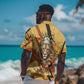Pakhet Lion Head Hawaiian Shirt with Claw Marks in Fiery Ancient Egyptian Motif