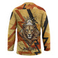 Pakhet Lion Head Hockey Jersey with Claw Marks in Fiery Ancient Egyptian Motif