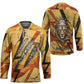 Pakhet Lion Head Hockey Jersey with Claw Marks in Fiery Ancient Egyptian Motif