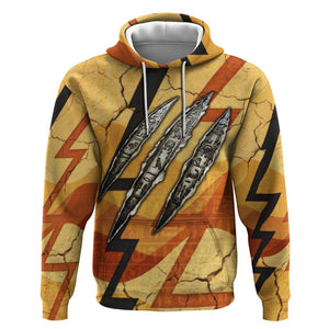Pakhet Lion Head Hoodie with Claw Marks in Fiery Ancient Egyptian Motif