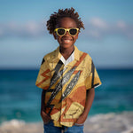 Pakhet Lion Head Kid Hawaiian Shirt with Claw Marks in Fiery Ancient Egyptian Motif