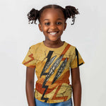 Pakhet Lion Head Kid T shirt with Claw Marks in Fiery Ancient Egyptian Motif