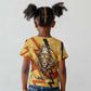 Pakhet Lion Head Kid T shirt with Claw Marks in Fiery Ancient Egyptian Motif