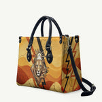 Pakhet Lion Head Leather Bag with Claw Marks in Fiery Ancient Egyptian Motif