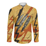 Pakhet Lion Head Long Sleeve Button Shirt with Claw Marks in Fiery Ancient Egyptian Motif