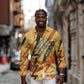 Pakhet Lion Head Long Sleeve Button Shirt with Claw Marks in Fiery Ancient Egyptian Motif
