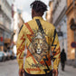 Pakhet Lion Head Long Sleeve Button Shirt with Claw Marks in Fiery Ancient Egyptian Motif