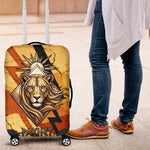Pakhet Lion Head Luggage Cover with Claw Marks in Fiery Ancient Egyptian Motif