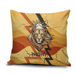 Pakhet Lion Head Pillow Cover with Claw Marks in Fiery Ancient Egyptian Motif