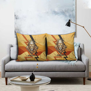 Pakhet Lion Head Pillow Cover with Claw Marks in Fiery Ancient Egyptian Motif