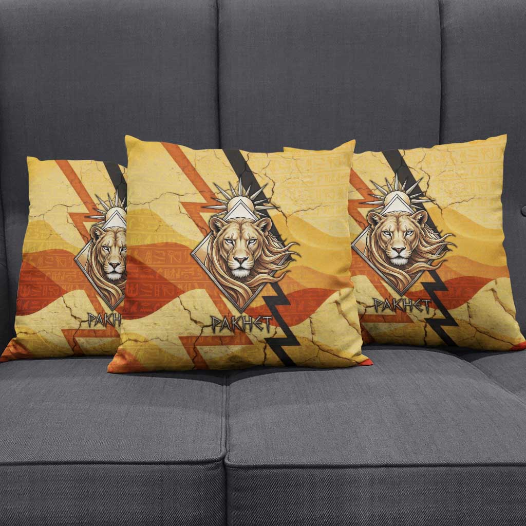 Pakhet Lion Head Pillow Cover with Claw Marks in Fiery Ancient Egyptian Motif