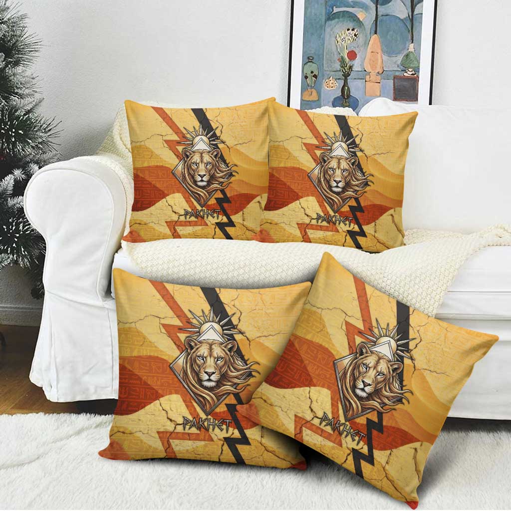 Pakhet Lion Head Pillow Cover with Claw Marks in Fiery Ancient Egyptian Motif