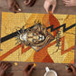 Pakhet Lion Head Puzzle with Claw Marks in Fiery Ancient Egyptian Motif