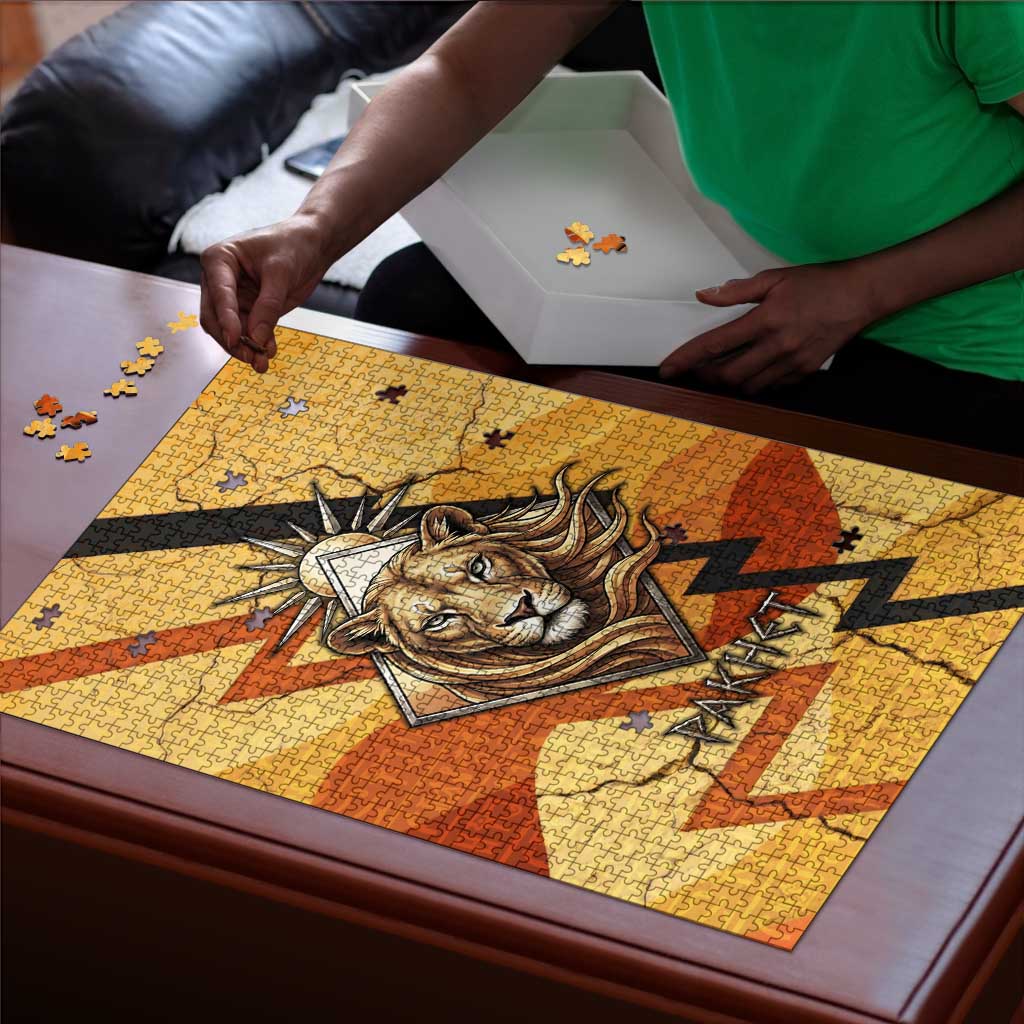 Pakhet Lion Head Puzzle with Claw Marks in Fiery Ancient Egyptian Motif