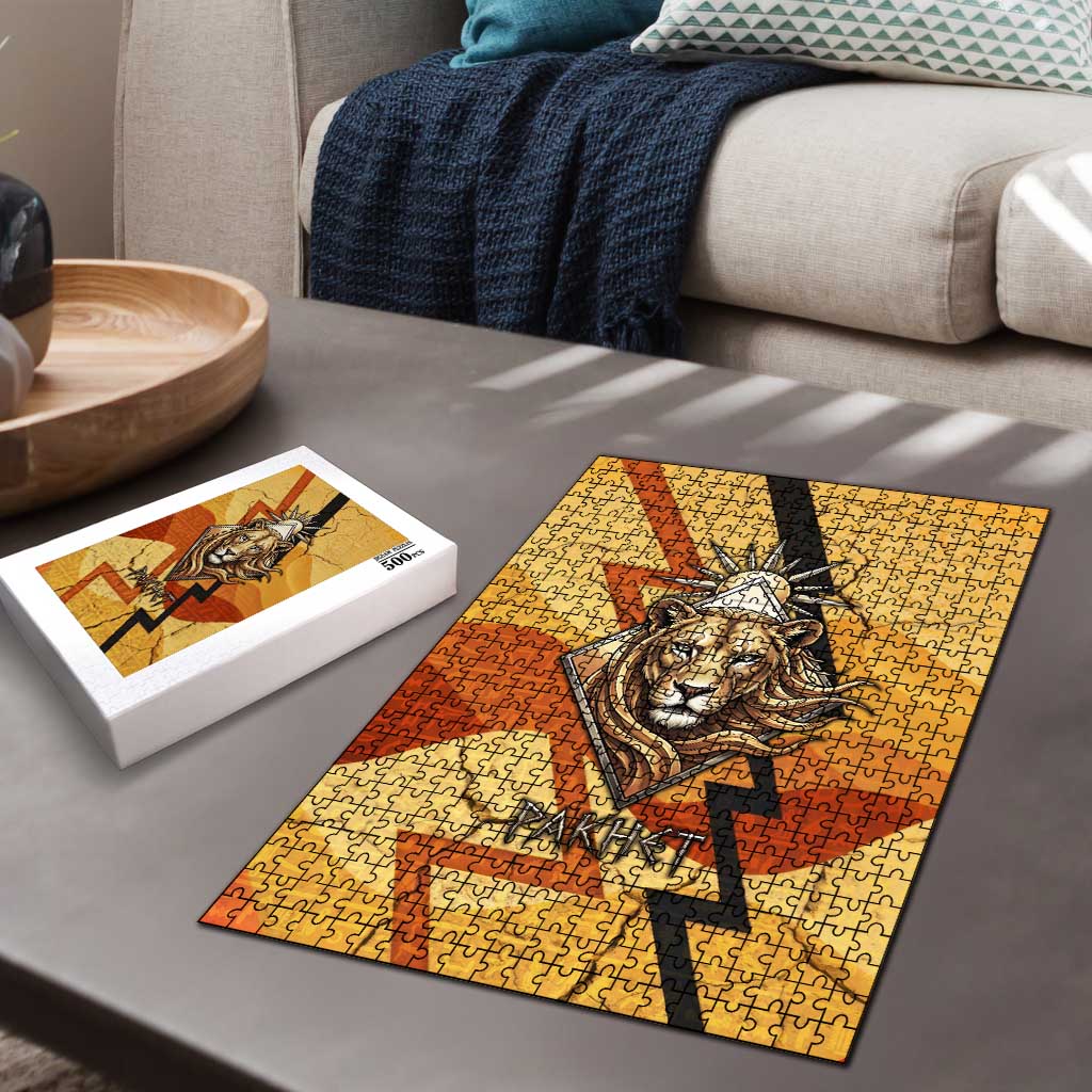 Pakhet Lion Head Puzzle with Claw Marks in Fiery Ancient Egyptian Motif