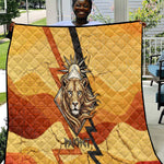 Pakhet Lion Head Quilt with Claw Marks in Fiery Ancient Egyptian Motif