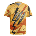 Pakhet Lion Head Rugby Jersey with Claw Marks in Fiery Ancient Egyptian Motif