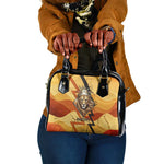 Pakhet Lion Head Shoulder Handbag with Claw Marks in Fiery Ancient Egyptian Motif
