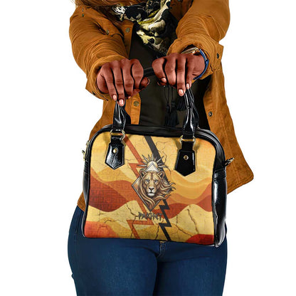 Pakhet Lion Head Shoulder Handbag with Claw Marks in Fiery Ancient Egyptian Motif