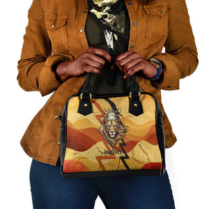 Pakhet Lion Head Shoulder Handbag with Claw Marks in Fiery Ancient Egyptian Motif