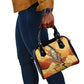 Pakhet Lion Head Shoulder Handbag with Claw Marks in Fiery Ancient Egyptian Motif