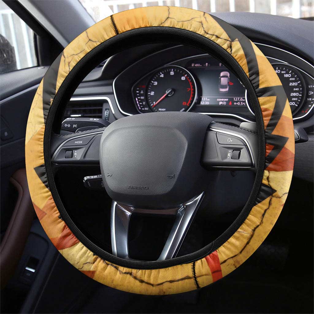 Pakhet Lion Head Steering Wheel Cover with Claw Marks in Fiery Ancient Egyptian Motif