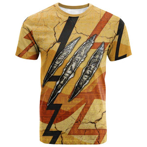 Pakhet Lion Head T shirt with Claw Marks in Fiery Ancient Egyptian Motif