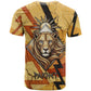 Pakhet Lion Head T shirt with Claw Marks in Fiery Ancient Egyptian Motif