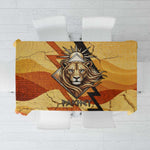 Pakhet Lion Head Tablecloth with Claw Marks in Fiery Ancient Egyptian Motif