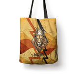 Pakhet Lion Head Tote Bag with Claw Marks in Fiery Ancient Egyptian Motif