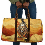 Pakhet Lion Head Travel Bag with Claw Marks in Fiery Ancient Egyptian Motif