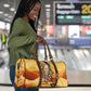 Pakhet Lion Head Travel Bag with Claw Marks in Fiery Ancient Egyptian Motif